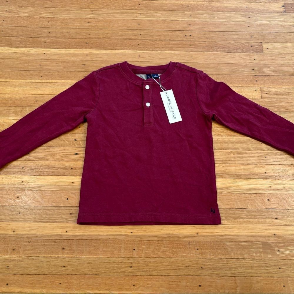 Janie & Jack burgundy/maroon long sleeve Henley top NWT
